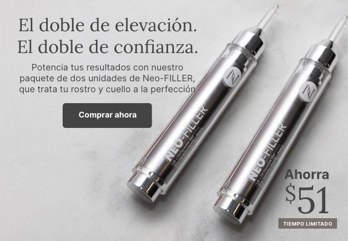 A 2-pack of Neo-FILLER tubes. Accompanying text mentions supercharging your skincare results with the Neo-FILLER 2-pack. Plus, save $51 for a limited time.